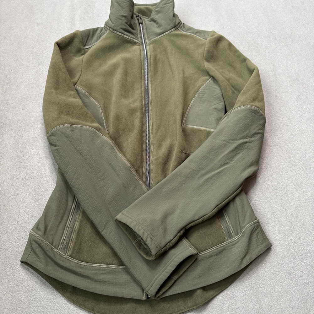 Athleta Jacket Womens Size XXS Green‎ Outlander Full Zip Hybrid Fleece Fitted - Picture 4 of 11